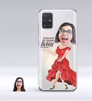 BK Gift Kişiye Özel Bayan Kolay Yetişmiyor Karikatürlü Samsung Galaxy A51 İnce Şeffaf Silikon Telefon Kapağı-1 (Beyaz)