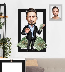 Kişiye Özel Patron Karikatürlü 3D Ahşap Tablo 30x47 Bay-21