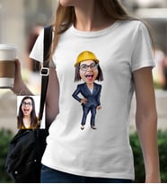 BK Gift Kişiye Özel Bayan Mühendis Karikatür Beyaz Tişört  1