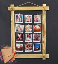 Kişiye Özel 12 Fotograflı Doğal Ahşap Fotograf  Çerçevesi 60x50 cm