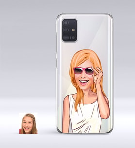 BK Gift Kişiye Özel Bayan Karikatürlü Samsung Galaxy A51 İnce Şeffaf Silikon Telefon Kapağı-18 (Beyaz)