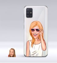 BK Gift Kişiye Özel Bayan Karikatürlü Samsung Galaxy A51 İnce Şeffaf Silikon Telefon Kapağı-18 (Beyaz)