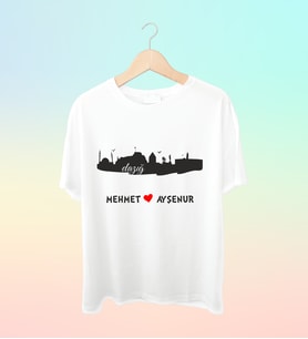 Şehrinize Özel İsim Baskılı Siluet  Tshirt