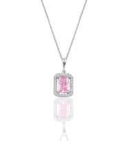 Söğütlü Silver Gümüş pembe kuars baget taşlı kolye