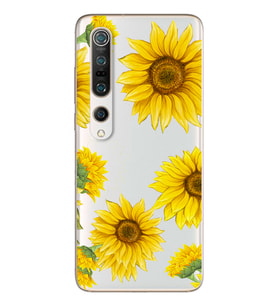Ayçiçeği Tasarımlı Süper Şeffaf Silikon Telefon Kılıfı Xiomai Mi10-pro