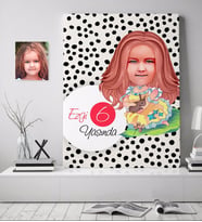 BK Gift Kişiye Özel Kız Çocuk Yaş Karikatürlü Kanvas Tablo 70x100cm-12