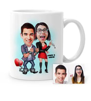 BK Gift Kişiye Özel Sevgililer Karikatür Beyaz Kupa Bardak  1