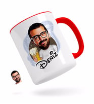 BK Gift Kişiye Özel Erkek Karikatürlü Kırmızı Kupa Bardak-51