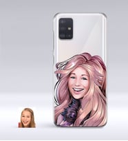 BK Gift Kişiye Özel Kadın Karikatürlü Samsung Galaxy A51 İnce Şeffaf Silikon Telefon Kapağı-53 (Beyaz)