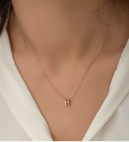 Papatya Silver 925 Ayar Rose Altın Kaplama Üç Boyutlu Gümüş H Harf Kolye