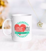 BK Gift Kişiye Özel Sevgililer Günü Kupa ve Çift İsimli Papatya Kolye-38 (Model 1)