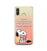 Snoopy Tasarımlı Süper Şeffaf Silikon Telefon Kılıfı Samsung A60