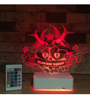 Sevgililer Günü Özel Tasarım 3D İlizyon Sen & Ben ve Kuşlar