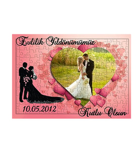 Evlilik Yıldönümü Hediyesi Fotoğraflı ve Tarihli Puzzle