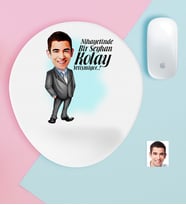 BK Gift Kişiye Özel Bay Kolay Yetişmiyor Karikatürlü Bilek Destekli Mouse Pad-1 (Beyaz)