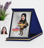 BK Gift Kişiye Özel Tesettürlü Bayan Öğretmen Karikatürlü Lacivert Plaket  2