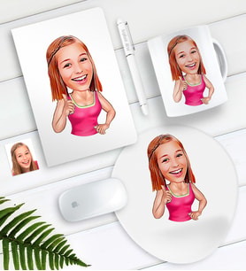 BK Gift Kişiye Özel Abla Karikatürlü Defter Kalem Kupa Mouse Pad Seti (Model 1)