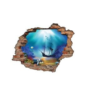 Renkselart Kirik Tuğla, Deniz Dibi, Batik Gemi Duvar Sticker-200