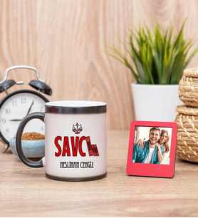 Savcı Sihirli  Kupa Bardak ve Kırmızı Mini Çerçeve
