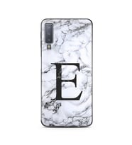 Samsung A7 (2018) Beyaz Mermer Harf Tasarımlı Telefon Kılıfı E-Harfi 