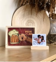 Kişiye Özel Ahşap Fotoğraf Tutucu Ve Beer Flnd Kumbara Set