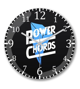 Power Chords Duvar Saati Bombeli Gercek Cam