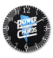 Power Chords Duvar Saati Bombeli Gercek Cam