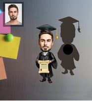 Kişiye Özel Mezuniyet Karikatürlü Ahşap Magnet Bay-2
