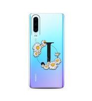 Papatya Harf Tasarım Süper Şeffaf Silikon Telefon Kılıfı Huawei P30   J-Harfi