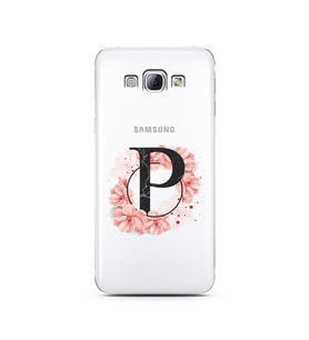 Pembe Çiçekli Harf Tasarım Süper Şeffaf Silikon Telefon Kılıfı Samsung A8 (2015)
