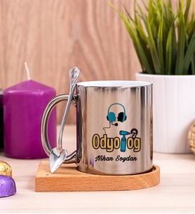 Odyolog Ahşap Altlıklı Silver Kupa Bardak