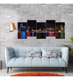 City Manzaralı 5 Parçalı Mdf Tablo