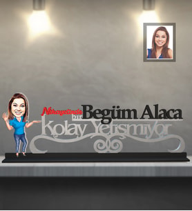 Kişiye Özel Patron Karikatürlü Kolay Yetişmiyor Ahşap Biblo Bayan-12