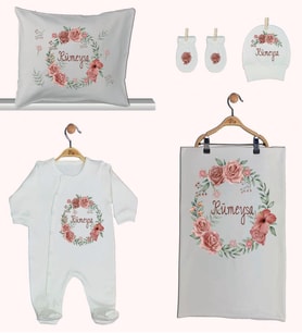 Pia Baby GL 1937-02 İsme Özel Beşli Tulum Set