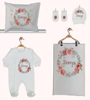Pia Baby GL 1937-02 İsme Özel Beşli Tulum Set