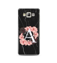 Mermer Çiçekli Harf Tasarım Süper Şeffaf Silikon Telefon Kılıfı Samsung A7 (2015