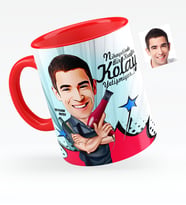 BK Gift Kişiye Özel Bay Kuaför Karikatürlü Kırmızı Kupa Bardak  1