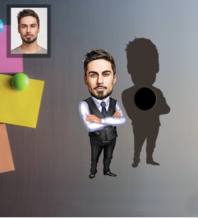 Kişiye Özel İş Adamı Karikatürlü Ahşap Magnet Bay-22