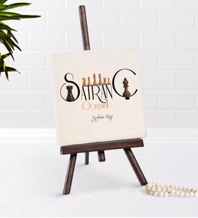 BK Gift Kişiye Özel Satranç Öğretmeni Şovaleli Doğal Taş (Beyaz)
