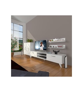 Decoraktiv Eko On Mdf Dvd Retro Tv Ünitesi Tv Sehpası (Beyaz)