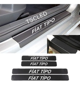 Fiat Tipo Karbon Kapı Eşiği Koruma Sticker Yapıştırma (4 Adet)