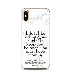 Iphone Xs Max Beyaz Mermer Söz Tasarımlı Telefon Kılıfı