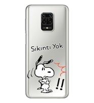 Snoopy Tasarımlı Süper Şeffaf Silikon Telefon Kılıfı Xiomai Redmi Note 9 Pro - N