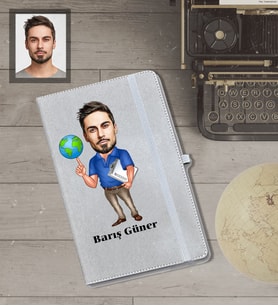 Kişiye Özel Öğretmen Karikatürlü Gri Defter Bay-10
