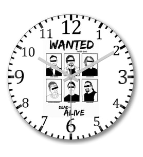 Wanted Dead or Alive Duvar Saati Bombeli Gercek Cam