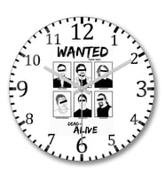 Wanted Dead or Alive Duvar Saati Bombeli Gercek Cam