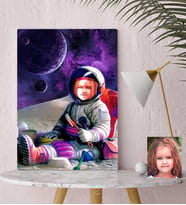 BK Gift Kişiye Özel Astronot Kız Çocuk Karikatürlü Kanvas Tablo 30x50cm-1