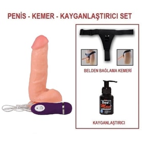 LilituShop 17,5 cm Belden Bağlamalı Yeni Nesil Titreşimli Realistik Penis + Kemer + Kayganlaştırıcı Hediyeli