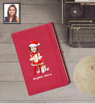 Kişiye Özel Yılbaşı Bayan Karikatürlü Kırmızı Defter Model-4