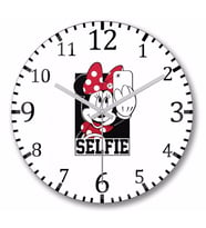 Miki Mouse Minnie Tirando Selfie Duvar Saati Bombeli Gercek Cam